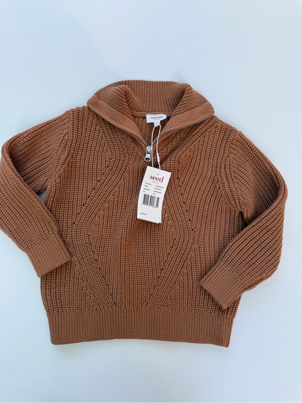 Seed Heritage Camel Half-Zip Chunky Knit Sweater